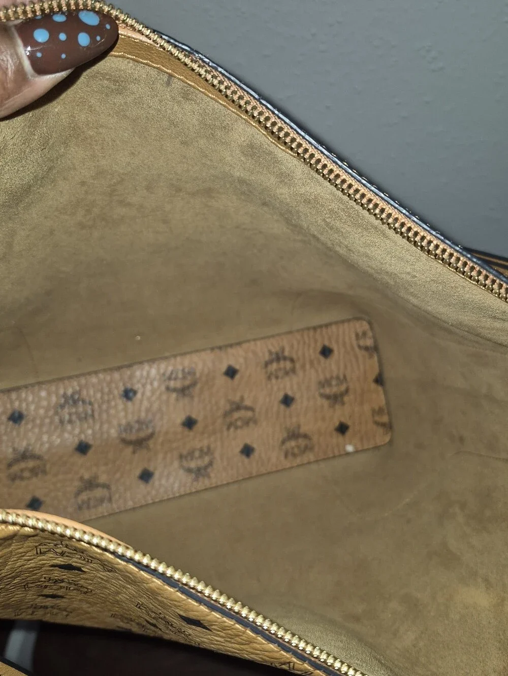 MCM Cognac/Light Brown Visetos Hobo Shoulder Bag Large